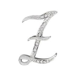 Brosche Muschel Elegante 26 Initiale Strass Brosche Für Frauen Silberne Brosche Für Frauen AZ 26 Alphabet Initiale Brosche Für Teenager Mädchen Schmuck Brosche Klein Strass (J, One Size) von Caritierily