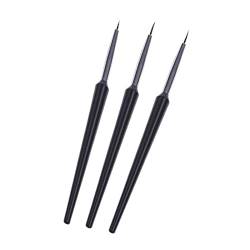 Brush Nail 3 Sätze von Nagel-Zuglinien-Stift-Haken-Umrisshaken-Kanten-Malstift-Farbstift-Werkzeug-Set-Kunststoffstange (Black, One Size) von Caritierily