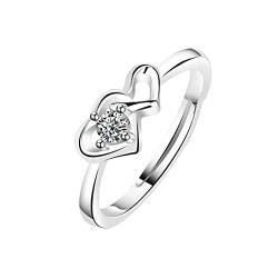 Caritierily Akupressur Ringe Damenring Doppelherz Liebesring Damenring Verlobungsring mit verstellbaren Öffnungsringen Ringelshirt Karneval (Silver-D, One Size) von Caritierily