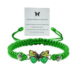 Caritierily Armbänder Männer Mit Namen für Teenager-Mädchen, verstellbare Schnur, Schmetterlingsarmbänder für Frauen, niedliche Schmetterlings-Charm-Armbänder Armbänder Club (Green, One Size) von Caritierily