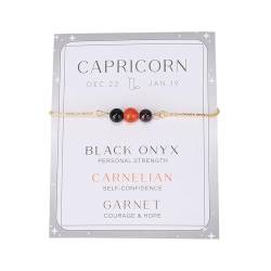 Caritierily Armband Damen Datum für Damen Herren, Naturstein-Armbänder, Edelstein-Sternzeichen-Kristalle, Perlenarmbänder, Geschenke Armbänder Geflochten Herren (E, One Size) von Caritierily