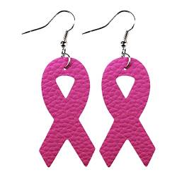 Caritierily Breast Women's Health Awareness Pink Ribbon Lederohrringe Pink Ohrringe Ohrringe Bowknot Ohrringe Ohrringe Heilsteine (B, One Size) von Caritierily