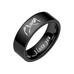 Caritierily Edelstahl Liebesringe Hand in Hand Dekompression drehbarer Ring Ehering Ringe für Frauen Ringe für Männer Glatte Ringe Geometrie Ringe Größe 6 13 Ringe Aufbewahrung Hochzeit (Black, 6) von Caritierily