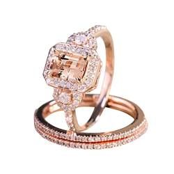 Caritierily Kreative Zirkon Ring Modeschmuck Rose Gold Set Ring Europäische Micro Set Verlobungsring Mode Ring Geschenke für Frauen und Männer Ringe Werfen Holz (Rose Gold, 6) von Caritierily