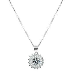 Caritierily Moissanite Sun Flower Halskette Anhänger Hochzeit Halskette Schlüsselbein Kette Damen Halskette Anhängerstecker (A, One Size) von Caritierily