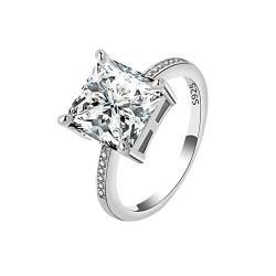 Caritierily Quadratischer Zirkonring Damenmode Ehering für Frauen und Mädchen Mode einfacher Zirkonring einfacher Persönlichkeitscharakter Zirkonkronenring Elastrator Ringe (Silver, 7) von Caritierily