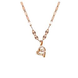 Caritierily Rose Gold Love Clever Anhänger Stahl Halsketten Edelstahl Schmuck Kette Stern Halskette für Frauen Lichtleiste Für Anhänger (g-Rose Gold, One Size) von Caritierily