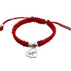 Caritierily Stoffarmband Kinderuhr handgewebtes MOM-Armband Rotes Seilarmband Armbänder Perlen (Red, One Size) von Caritierily