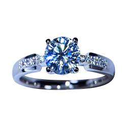 Glänzender Ring der Frauen Zirkon-personalisierter Prinzessin-Verlobungsring Damen Ringe Silber 925 Schlicht (Silver, 8) von Caritierily