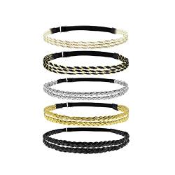 Haarspangen Damen Schwarz Strass Stirnband, rutschfestes, dehnbares Haarband Haarspangen Kamm (Black, One Size) von Caritierily