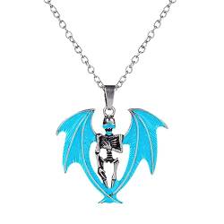 Leuchtende Halskette leuchtet Fliegender Drache Anhänger Halskette Halloween leuchtende Halskette Halskette Schiebeknoten (Sky Blue, One Size) von Caritierily