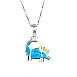 Mode Dinosaurier Halskette Mädchen Dinosaurier Charm Halskette Schmuck Geschenk Tierliebhaber Geschenke Anhänger für Männer Frauen Vintage Halskette Herren (Blue, One Size) von Caritierily