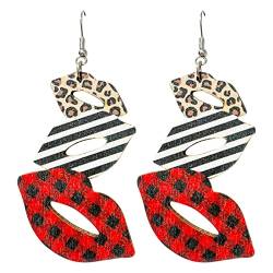 Ohrstecker Damen Ohrringe Leopardenmuster Stiefel Hut Holz Ohrringe für Frauen Ohrringe Oliv von Caritierily