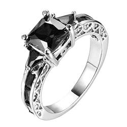 Reative Mode Schwarz Zirkon Schmuck Dame Verlobungsring Legierung Ring Größe 5 bis 11 für Männer Frauen Paar Ringe Holz (Silver, 7) von Caritierily