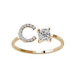 Ringkissen Der Ringe Diamantenbuchstaben zur Eröffnung Frauen 26 modische Ringmit Duschvorhang Ringe (C, One Size) von Caritierily