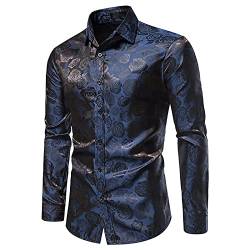 Schickes Herrenhemd Drucken und Winter Herbst Casual Herren Langarmhemd Rose Herrenhemden (Blue, L) von Caritierily