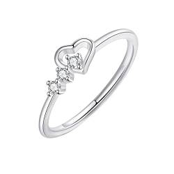 Silber Liebe Strass Ringe Liebe hohlen Strass Ring Ehering Ringe für Frauen Geometrie Ringe Größe 5 10 Ringe Silber 925 Breit (Silver, 9) von Caritierily