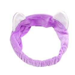Sport Yoga Headbands Stretch Camouflage Spa-Stirnband zum Waschen des Gesichts Make-up-Stirnband Hautpflege-Stirnband Katzenohren-Stirnband für die Gesichtsbehandlung (Purple, One Size) von Caritierily