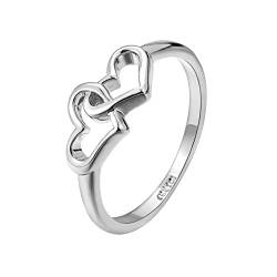 Verlobung Doppelherz Damen Ehering Damenschmuck Ring Herzförmiger Damenring Fingerknöchel Ringe (Silver, 7) von Caritierily