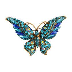 Vintage Antik Damen Brosche Pin Vintage Tier Strass Brosche Insekt Brosche Mode Dame Crystal Butterflys Brosche (F, One Size) von Caritierily