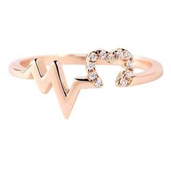 Wave Minority Love Women Fashion Simple Rose Gold Ring Fashion Personality Ring Fashion Princess Verlobungsring Elegant Stylish Modern Party Sparkling Luxury Rings Male (Rose Gold, 8) von Caritierily