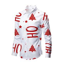 Weihnachten Shirt,Herren Hawaiihemd Stehkragen Hawaii Weihnachtshemden Button-Down-Kragen rot grünes Hemd Herren von Caritierily