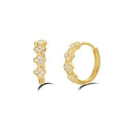 14 Karat 585 Gelb Gold Klein Creolen Huggies Ohrringe mit Natürlicher Granat Kreis Geschenk Schmuck für Damen Mädchen Kinder - Durchmesser: 12 mm von Carleen