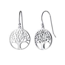 Baum des Lebens Ohrringe für Damen Mädchen Kinder Hänged Ohrhänger 925 Sterling Silber - Durchmesser: 15 mm von Carleen