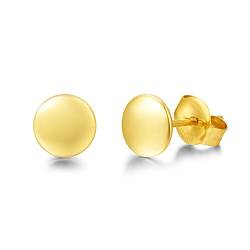 Solide 14 Karat 585 Gelb Gold Klein Runde Kreis Ohrstecker Ohrringe mit Geschenk Schmuck für Damen Mädchen - Durchmesser: 5 mm von Carleen