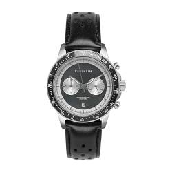Carlheim Men's Watches Aksel 4005 Silver Grey Leather Tachymeter Racing von Carlheim