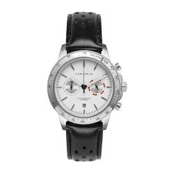 Carlheim Men's Watches Aksel 4005 Silver White Leather Tachymeter von Carlheim