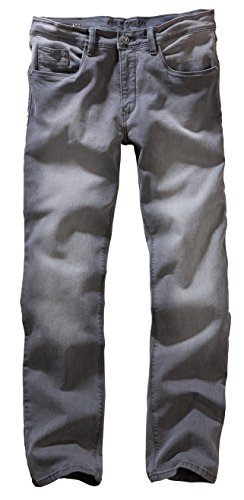 Carlo Colucci Herren Stretch 5-Pocket Trend Jeans Hose Mod. Enrico, Regular Gerade Hellgrau Midgrey Used (32/30) von Carlo Colucci