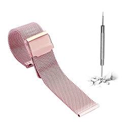 Milanaise-Armband, Blau, Schwarz, 8 mm, 10 mm, 14 mm, 16 mm, 18 mm, 20 mm, 22 mm, 24 mm, Ersatzarmband aus Edelstahl, geeignet für alle Arten von Uhren (Farbe: Rose Pink, Größe: 14 mm von Carlong