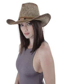 Cowboyhut aus Stroh, Jeans, Panama, mit westlichem Band, Unisex, Einheitsgröße für Männer und Frauen für den Sommer, XH-62, One size von Carnavalife