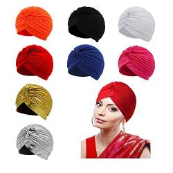 Plissee Kopfbedeckung Turban Kappe Indien Sonnenhut Arabisch Festival Vintage einfarbig Unisex One size von Carnavalife