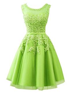 Carnivalprom Damen Abendkleider Mit Applikationen Elegant Ballkleid Brautjungfernkleider Kurz Partykleid(Hellgrün,50) von Carnivalprom