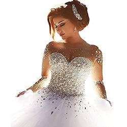Carnivalprom Damen Prinzessin Hochzeitskleider Strass Perlstickerei Brautkleider Brautmode Lange von Carnivalprom