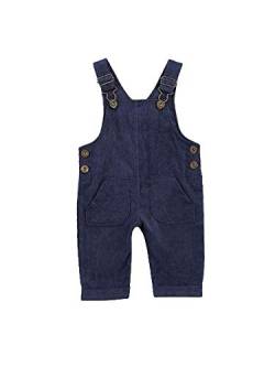 Carolilly Baby Jungen Latzhose Kord Overall Einfarbig Jumpsuit Strampler Retro Hose mit Hosenträger Trägerhose mit Knöpfen (Königsblau, 12-18 Monate) von Carolilly