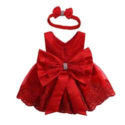 Carolilly Baby Mädchen Kleid Festlich Abendkleid Prinzessin Kleid Tutu Partykleid für Kleinkind Mädchen Brautjungfer Hochzeit Geburtstag (Rot C, 0-3 Monate) von Carolilly