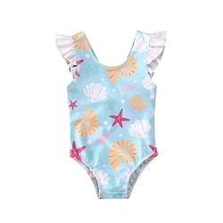 Carolilly Einteiler Badeanzug Mädchen Bademode Mädchen Schwimmanzug Mädchen Badeanzug Kinder Schwimmanzug Kinder Bikini Mädchen (Blau I, 0-6 Monate) von Carolilly