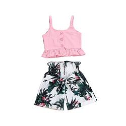 Carolilly Kleinkind Bekleidungssets Baby Mädchen Outfits Sommer Kleidung Mädchen 2PCS Sommer Outfits Set Mädchen (Rosa A, 5_Years, 110) von Carolilly