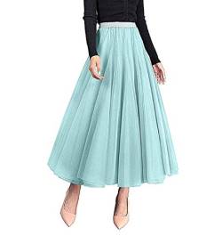 Carolilly Tutu Tüllrock Damen Maxirock Petticoat A Linie Rock Damen Ballettrock High Waist Unterrock für Frauen (Hellgrün, Einheitsgröße) von Carolilly