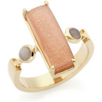 Carolin Stone Jewellery Silberring Mystic - Ring mit rosa Mondstein Silber vergoldet von Carolin Stone Jewellery