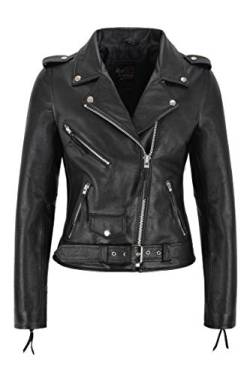 Carrie CH Hoxton Damen Biker Lederjacke Schwarz Rindsleder Damen Classic Jacke (48 EU) von Carrie CH Hoxton