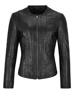 Carrie CH Hoxton Damen Echtlederjacke Schwarz Nappa Kragenlose Freizeitmode Stil 1926 (10) von Carrie CH Hoxton