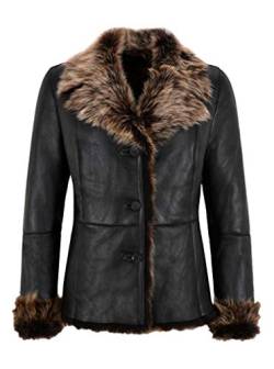 Carrie CH Hoxton Damen Spanische Schaf Lederjacke Natürliche echte Designer Winter Style Jacke SC-396 (38, Black/montana) von Carrie CH Hoxton