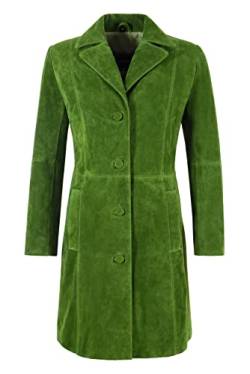 Carrie CH Hoxton Eleganter Trench-Ledermantel für Damen Limettengrünes Wildleder Knielanger Designer-Mantel 3457 (48, Lime Green) von Carrie CH Hoxton