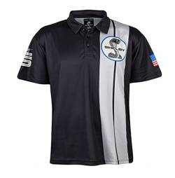 Shelby American Black Two Stripe Polo | Performance, schnell trocknend, feuchtigkeitstransportierender Stoff | Offizielles Lizenzprodukt von Shelby, schwarz, XX-Large von Carroll Shelby