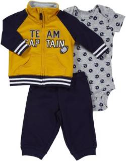 Carter's 3 teilig Jacke Body Hose Baby Junge Outfit Kleidung Boy 3 Teile (0-24 Monate) Football (50/56, gelb/blau) von Carter's