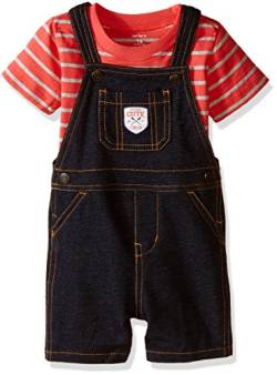 Carters's kurze Latzhose + T-Shirt Sommer Set Baby Junge Shorts Outfit boy (0-24 Monate) (18 Monate, rot/schwarz) von Carter's